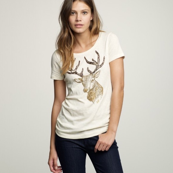 J. Crew Tops - JCrew Dazzling Deer Art Tee